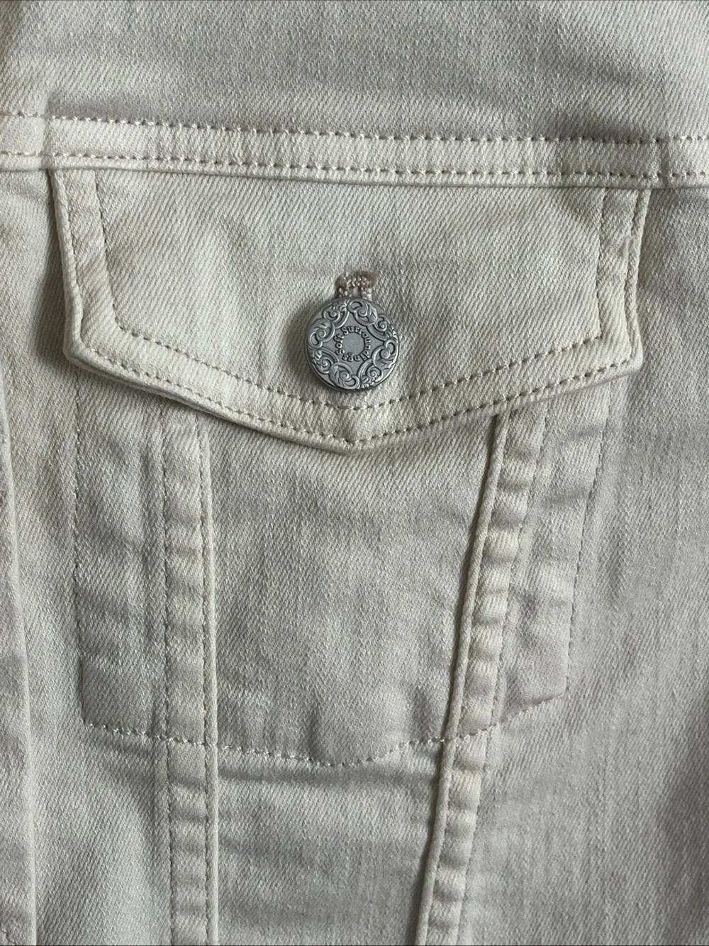 Soft Surroundings Cream Denim Jean Jacket EUC
